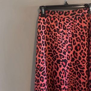 Pink Animal Print Midi Skirt